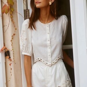 Joellyn Embroidered Puff Sleeve Top